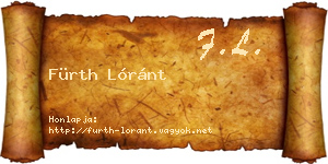 Fürth Lóránt névjegykártya